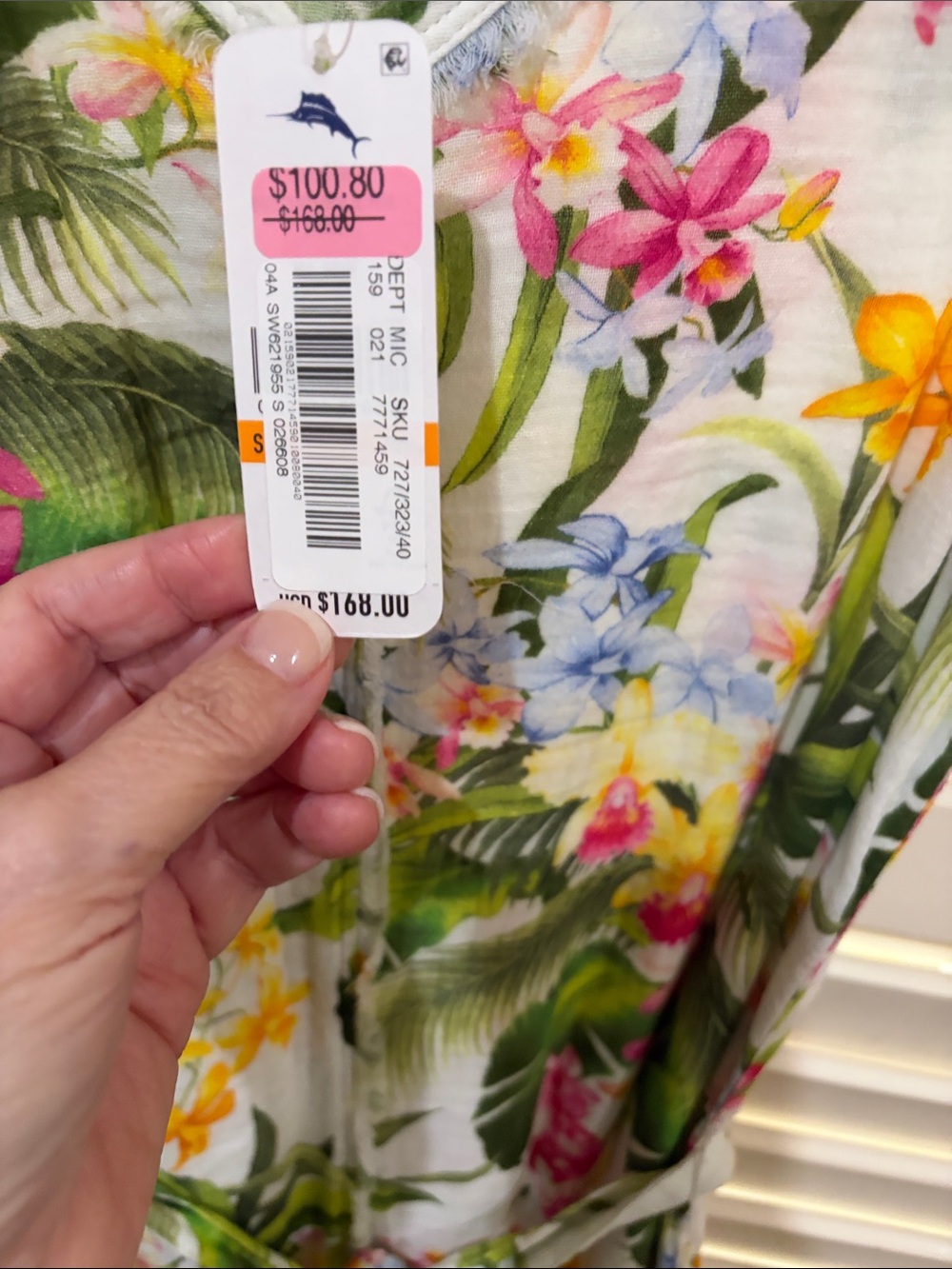 Tommy Bahama White Tropical Floral Midi Dress with Belt.Small NWT - Picture 4 of 4